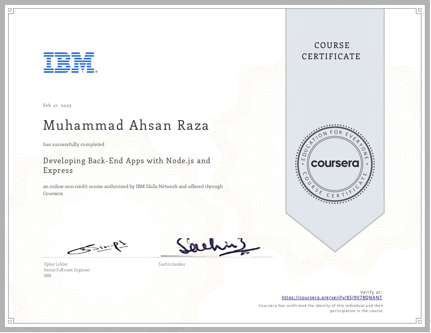 Node.js & Express Certificate