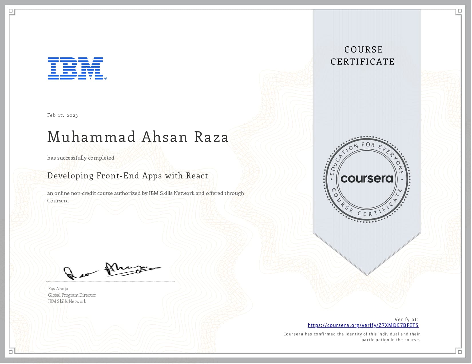 React Certificate